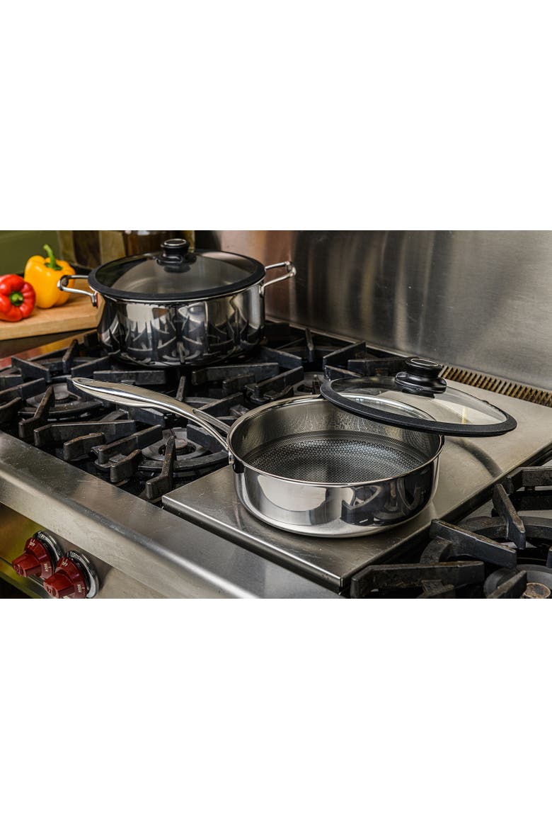 Black Cube Hybrid Quick Release 3-Quart Saute Pan w/Lid, 9.5-Inch, Alternate, color, Silver
