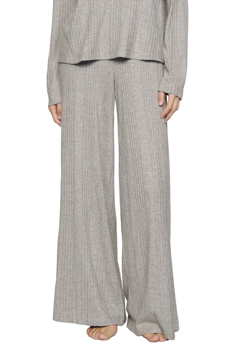 Variegated Rib Wide Leg Lounge Pants, Main, color, DARK HEATHER GREY