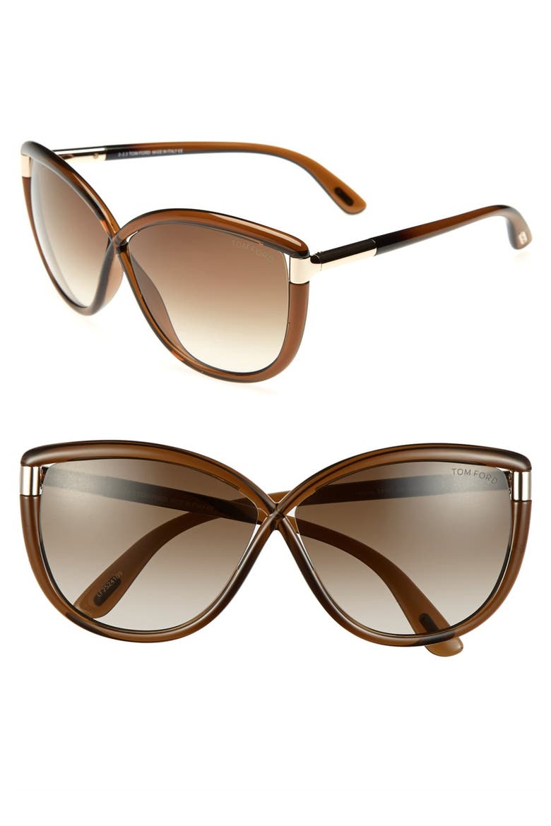 'Abbey' 63mm Oversized Sunglasses, Main, color, DARK TRANSPARENT BROWN