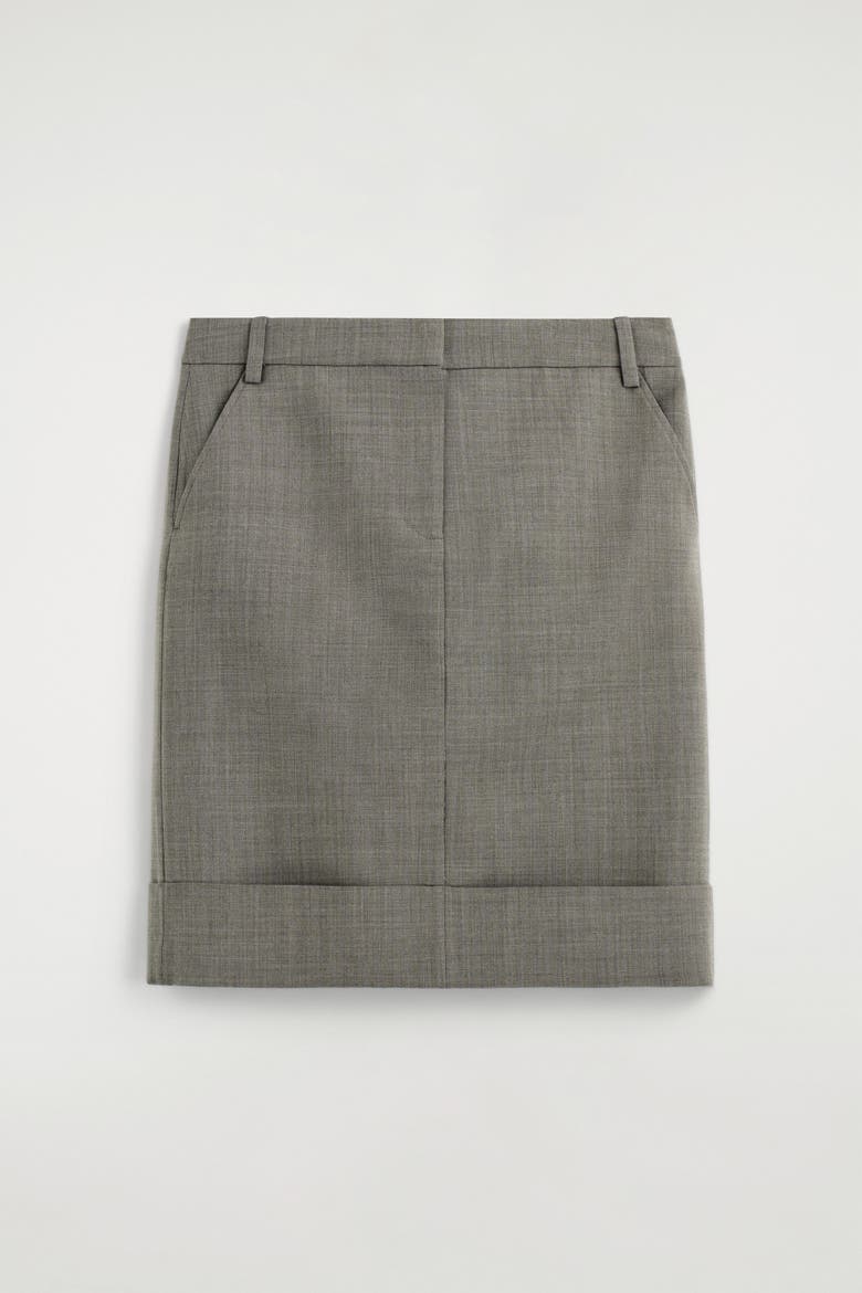 Turn-up Wool-blend Pencil Skirt, Alternate, color, TAUPE MELANGE