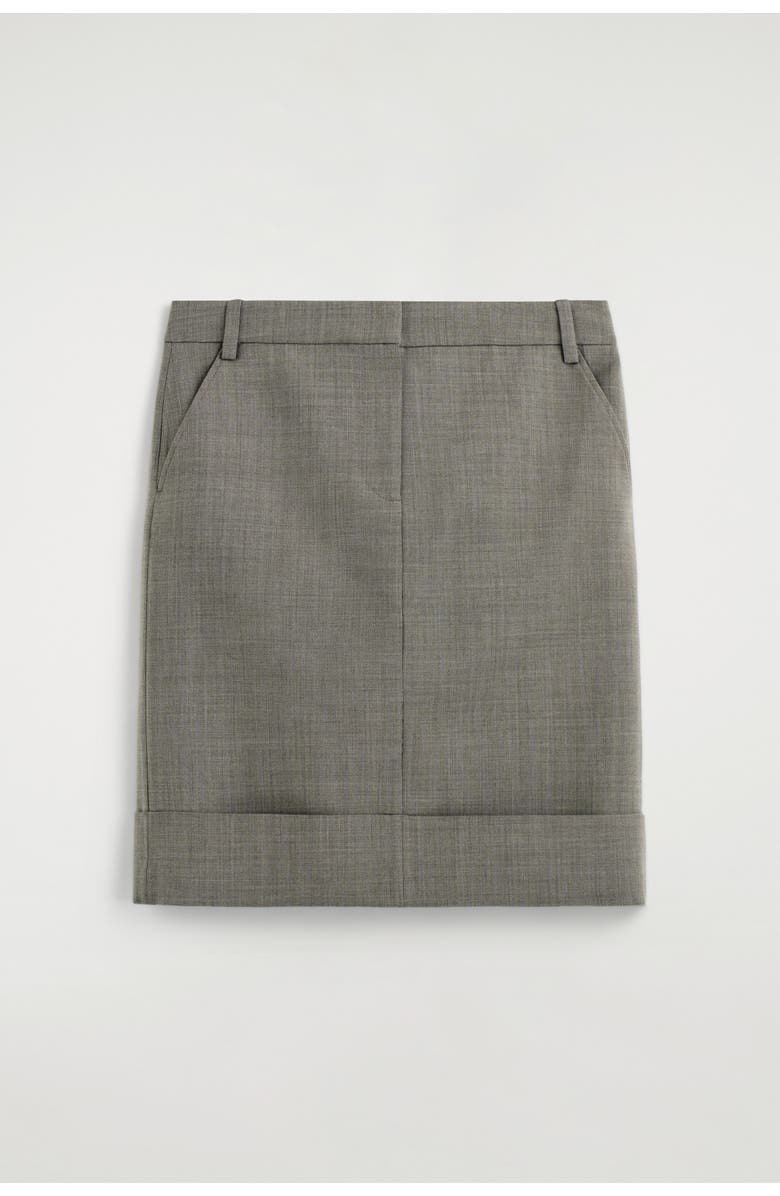COS Turn-up Wool-blend Pencil Skirt, Alternate, color, Taupe Melange