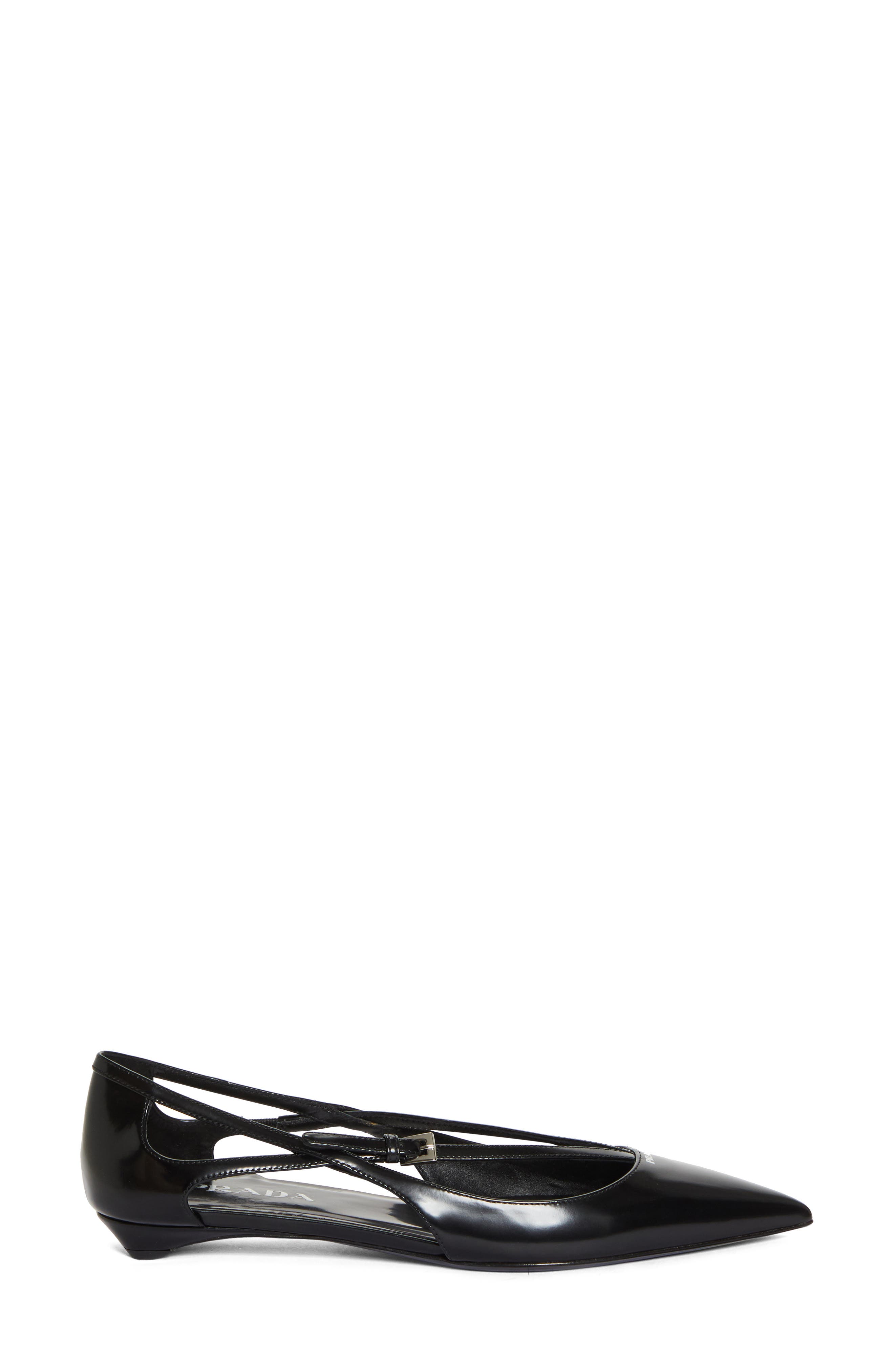 Prada Strappy Pointed Toe Ballet Flat, Alternate, color, 