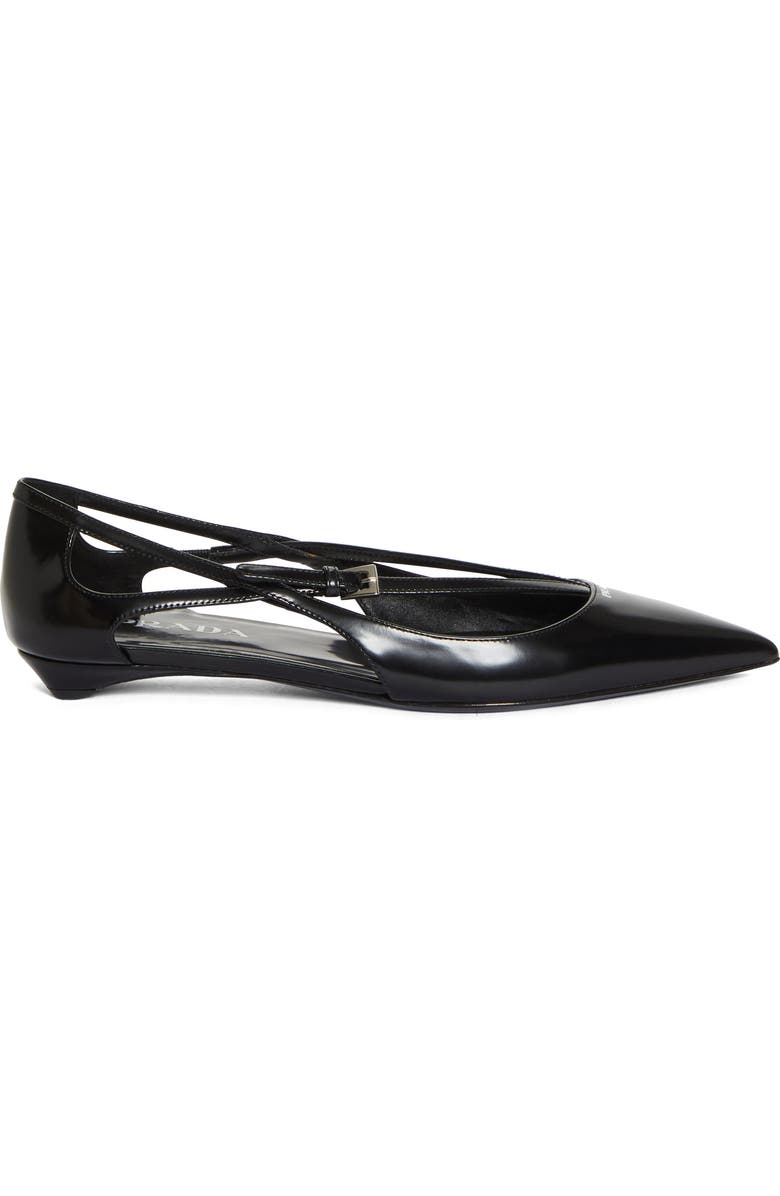Prada Strappy Pointed Toe Ballet Flat, Alternate, color,