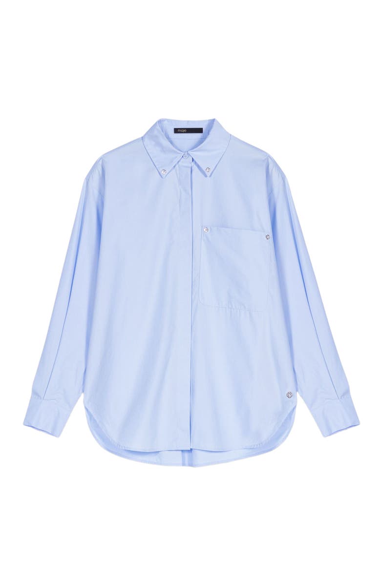 maje Long poplin blouse, Alternate, color, Light Blue