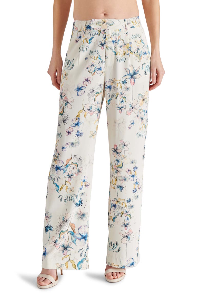 Denia Floral Print Wide Leg Pants, Main, color, CREAM
