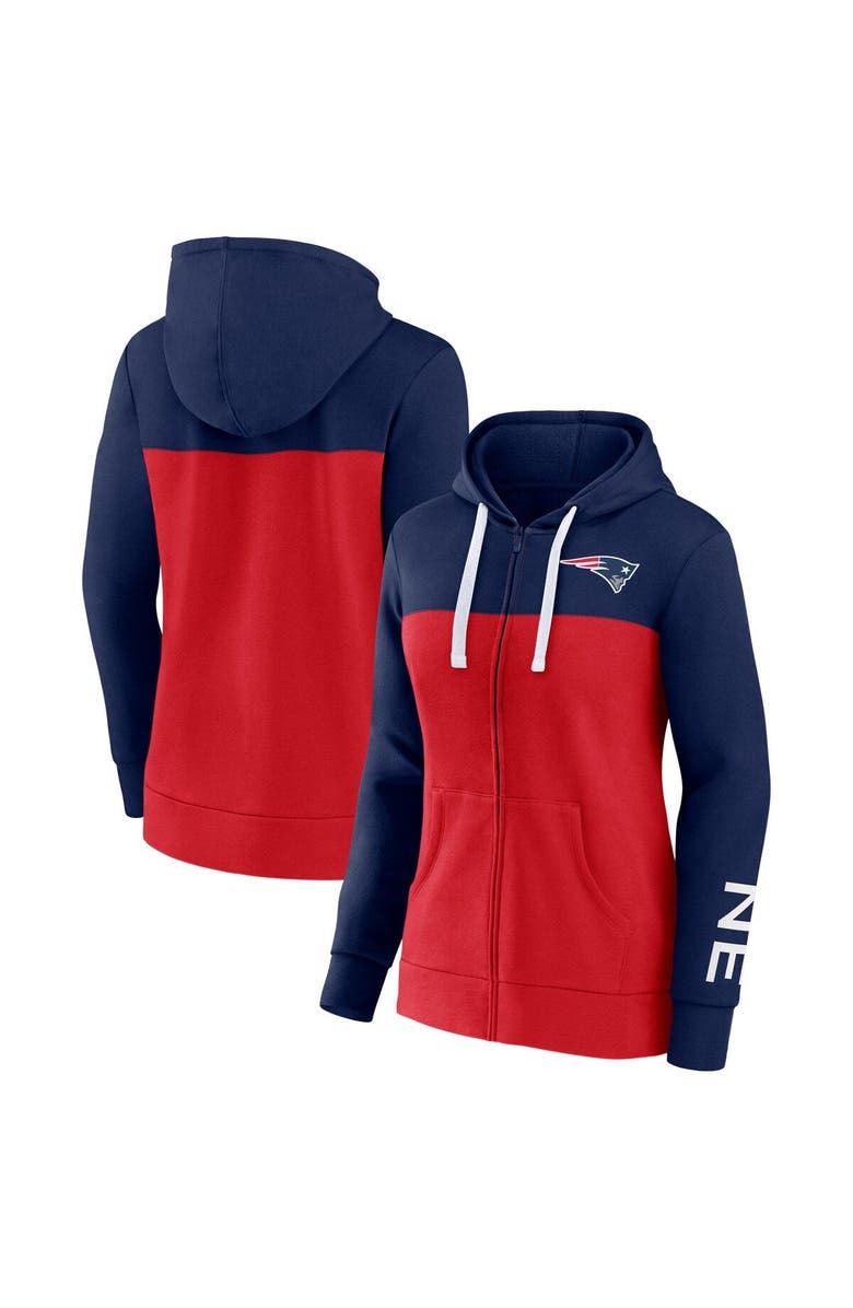 FANATICS Women's Fanatics Branded Navy/Red New England Patriots Take The Field Color Block Full-Zip Hoodie, Main, color, 