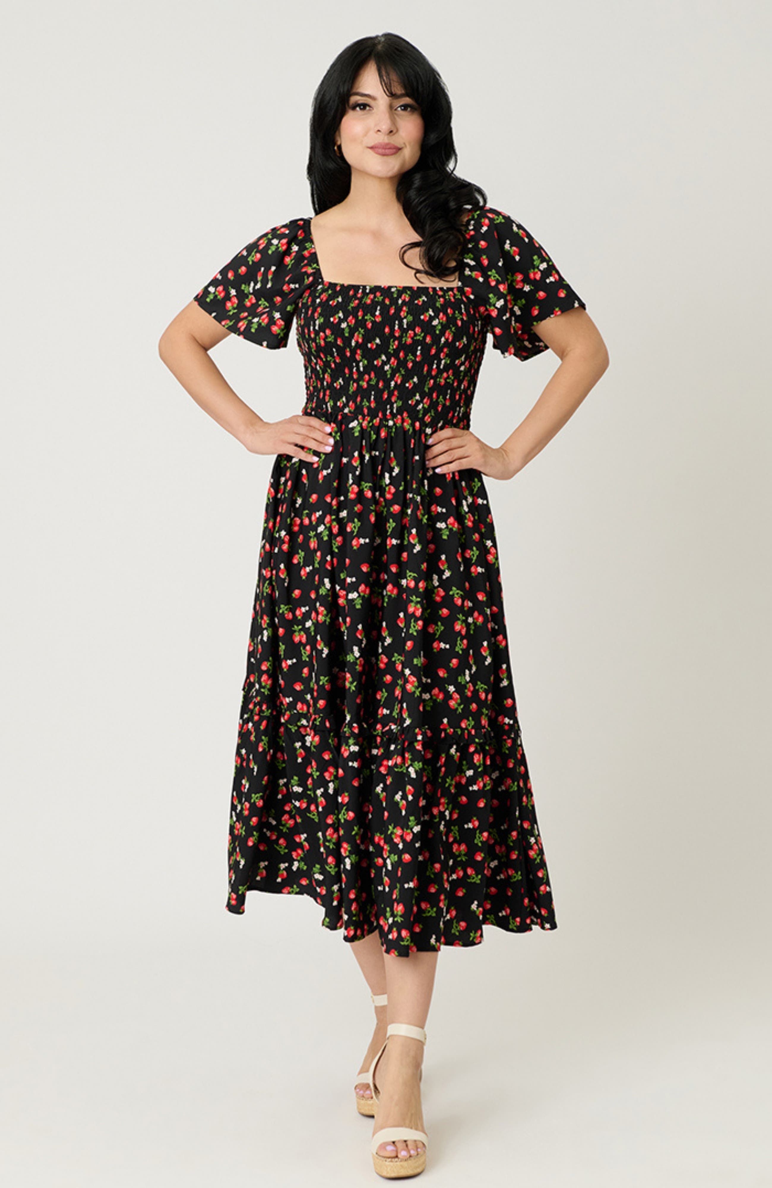 Black W/Strawberry Print