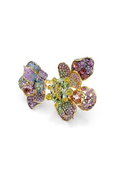 Idyllia Crystal Flower Open Ring