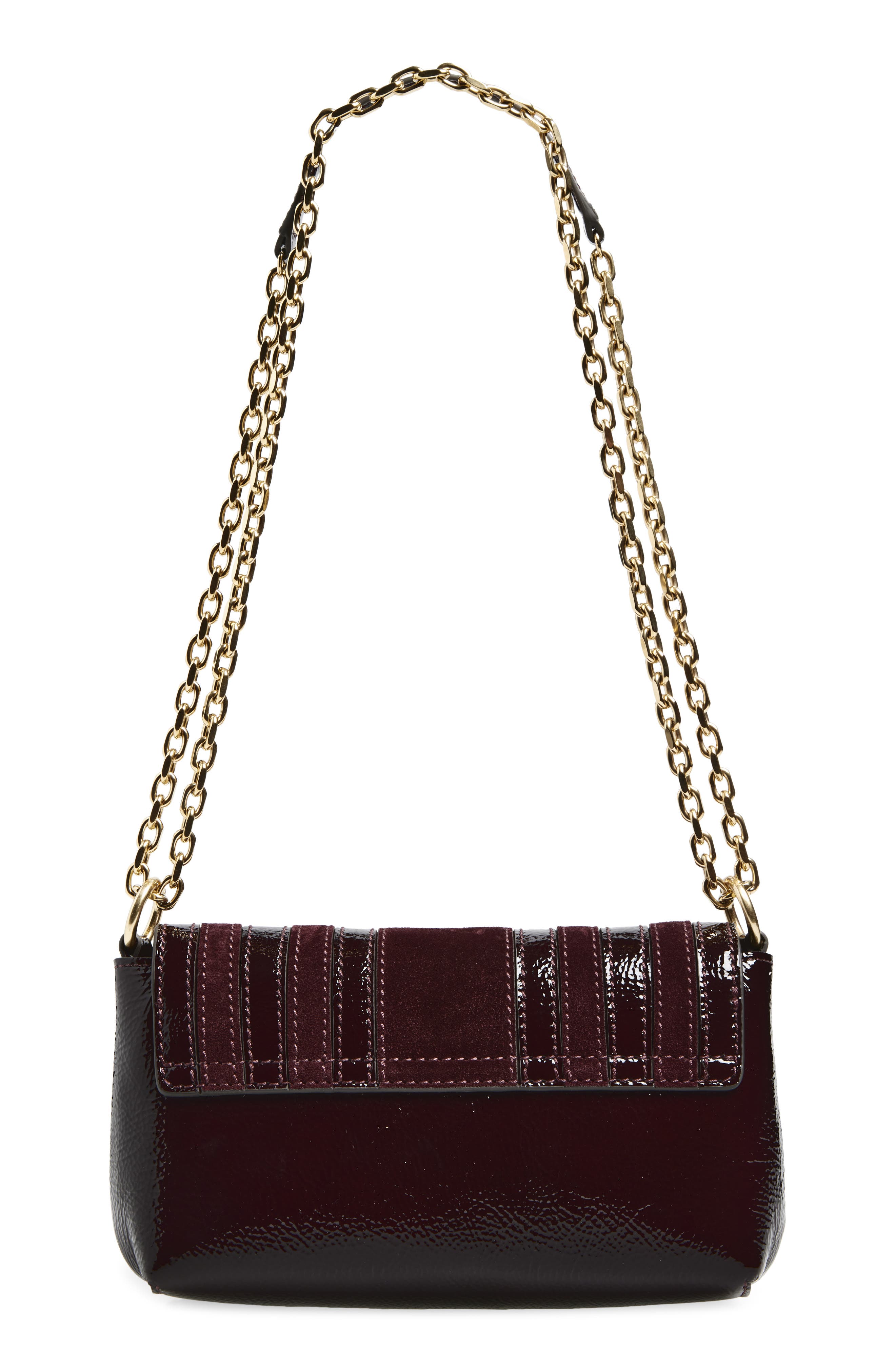 Anya Hindmarch Mortimer Paneled Patent Leather & Suede Crossbody Bag, Alternate, color, Grape