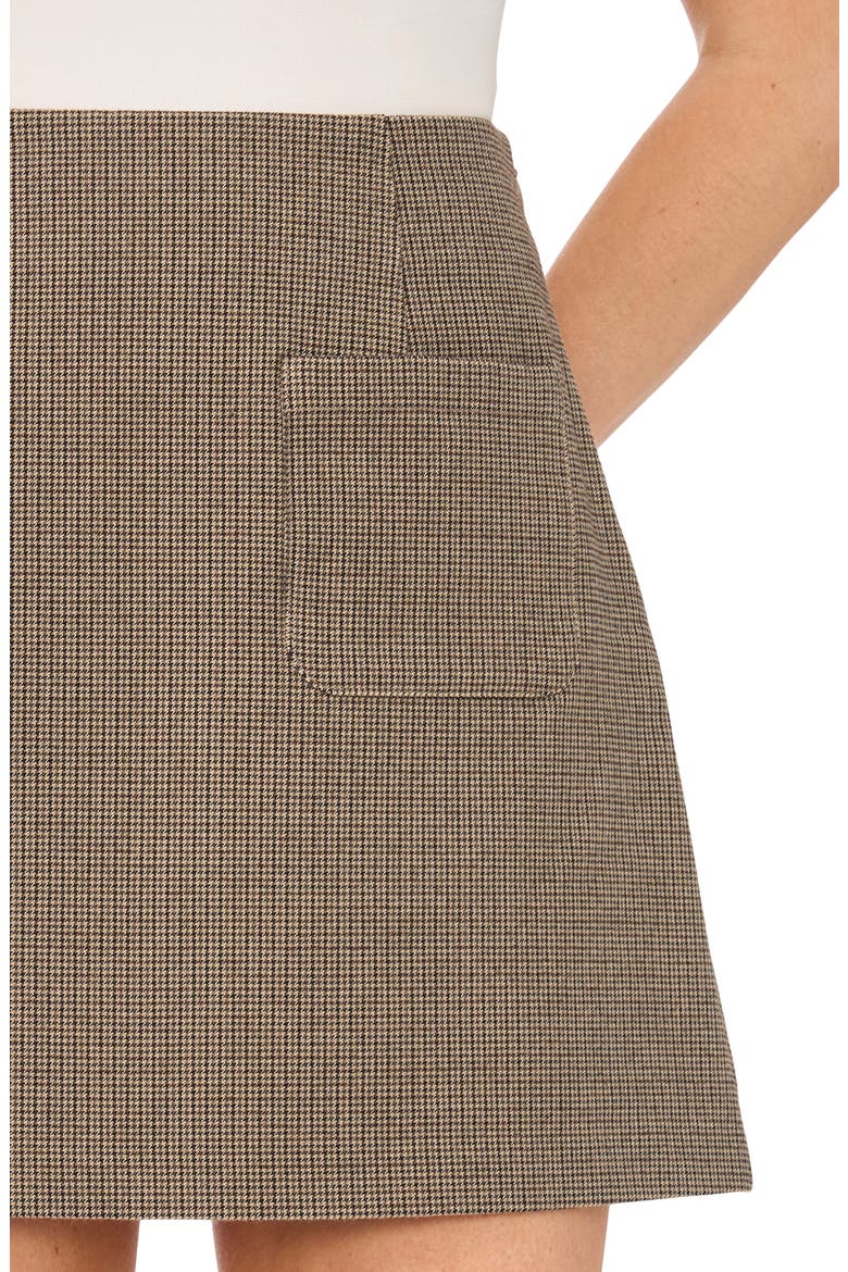 Check A-Line Miniskirt, Alternate, color, DEEP COFFEE