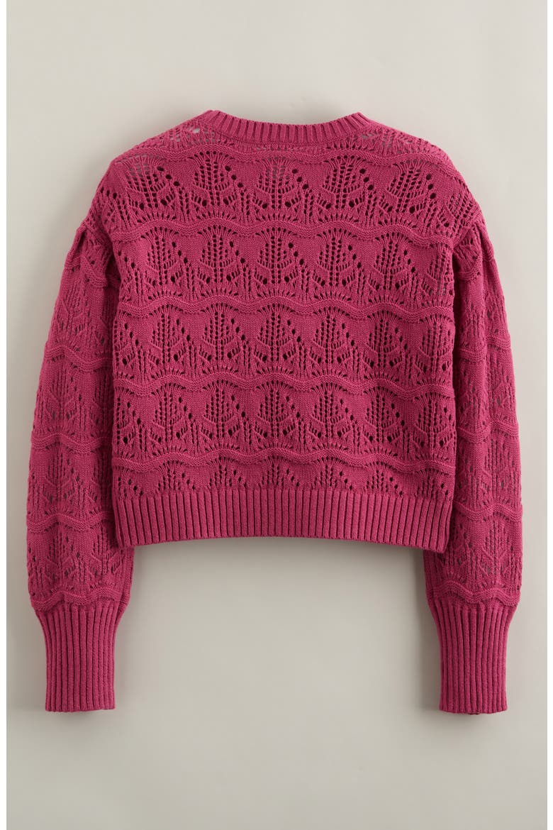 Kids' Pointelle Sweater, Alternate, color, PURPLE SHERBERT