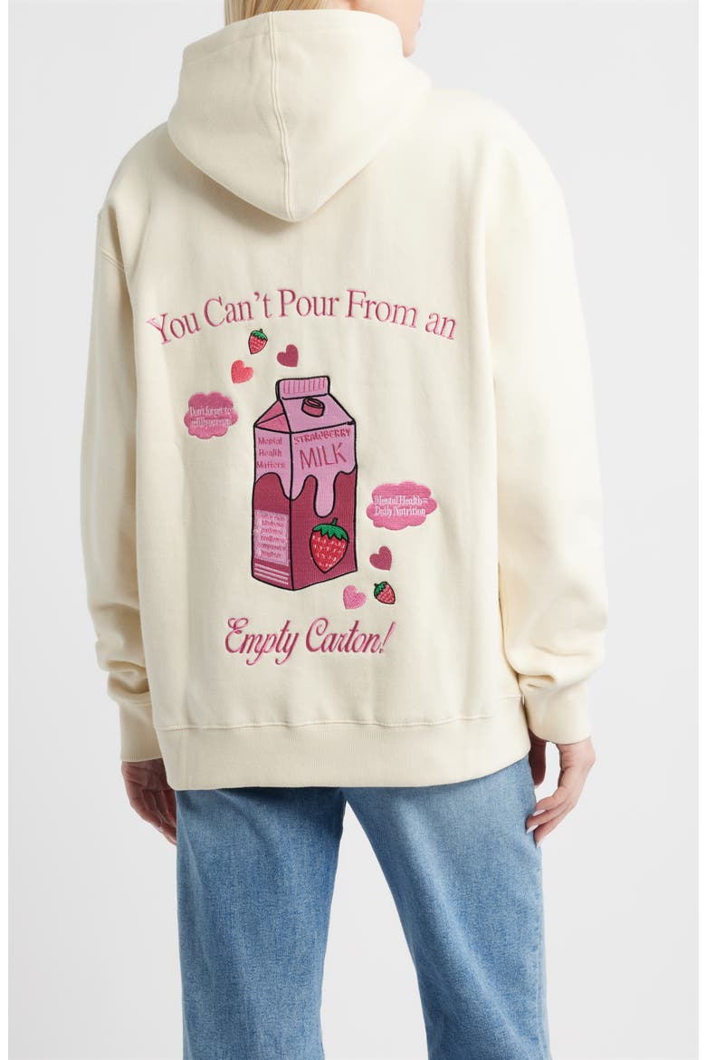 You Can't Pour Embroidered Cotton Blend Hoodie, Alternate, color, CREAM