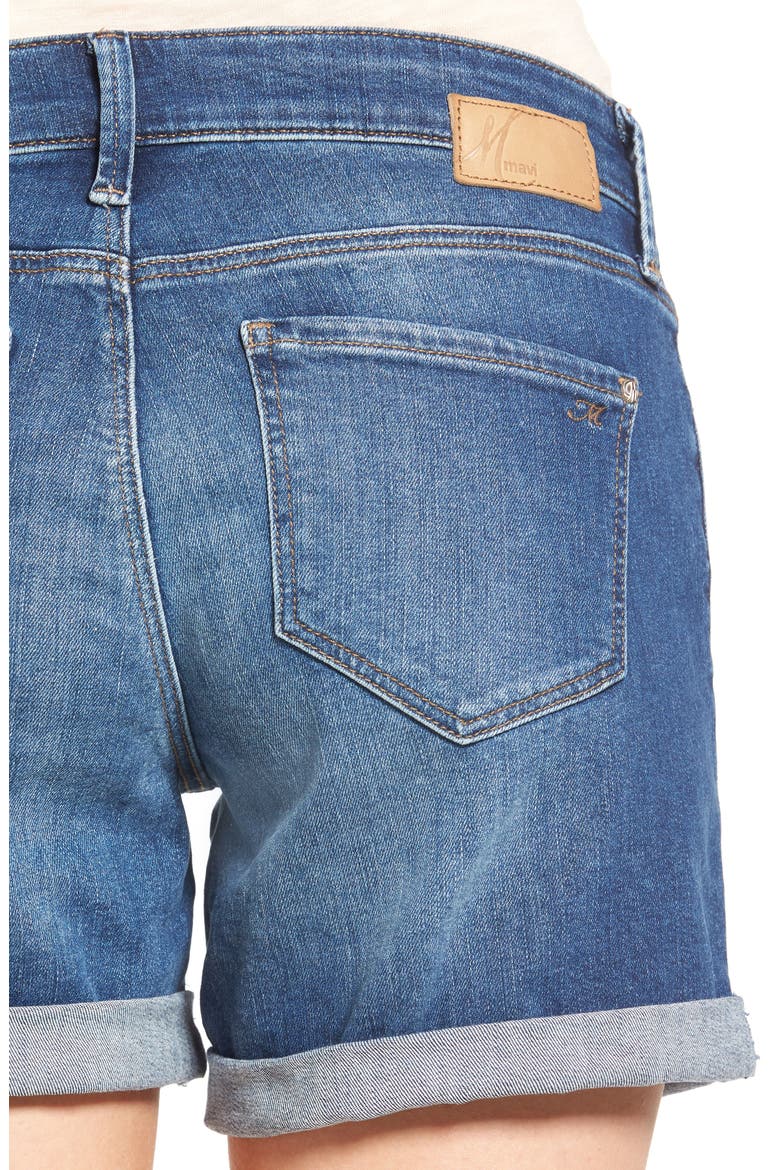 Marla Roll Cuff Denim Shorts, Alternate, color, MID