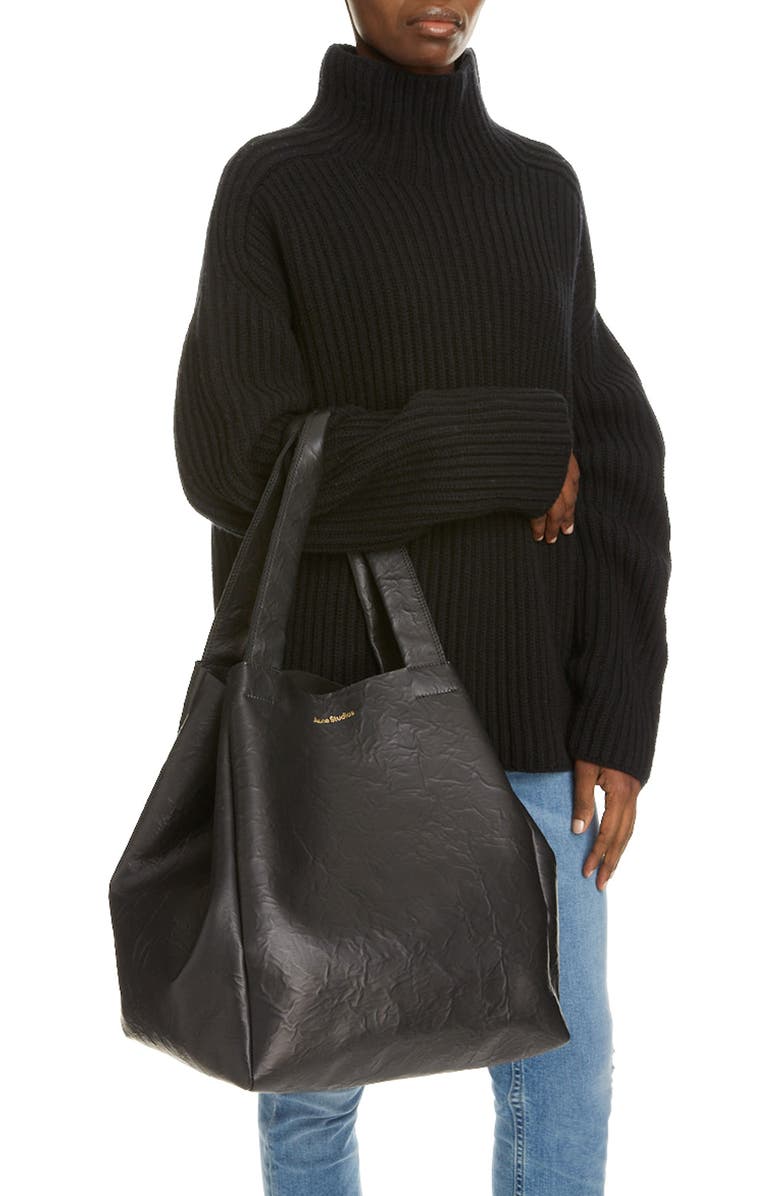 Acne Studios Aldene Leather Tote, Alternate, color,