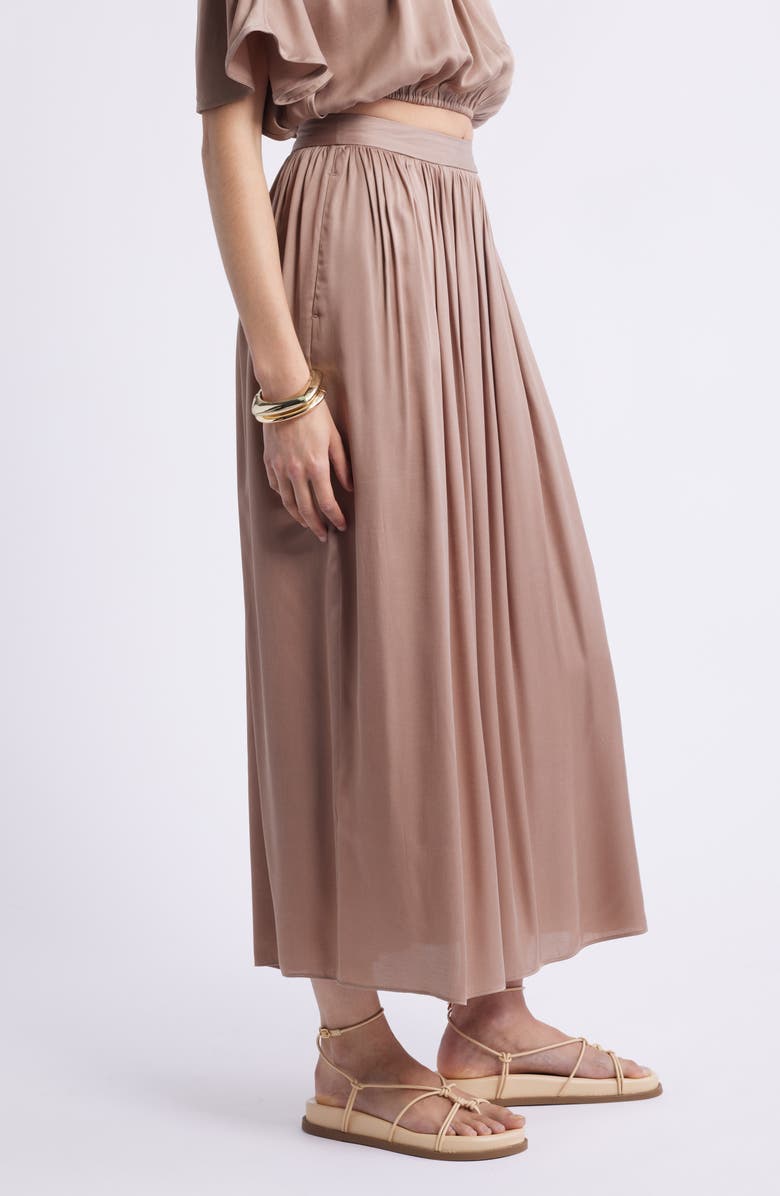Nordstrom Gathered Midi Skirt, Alternate, color, Tan Portabella