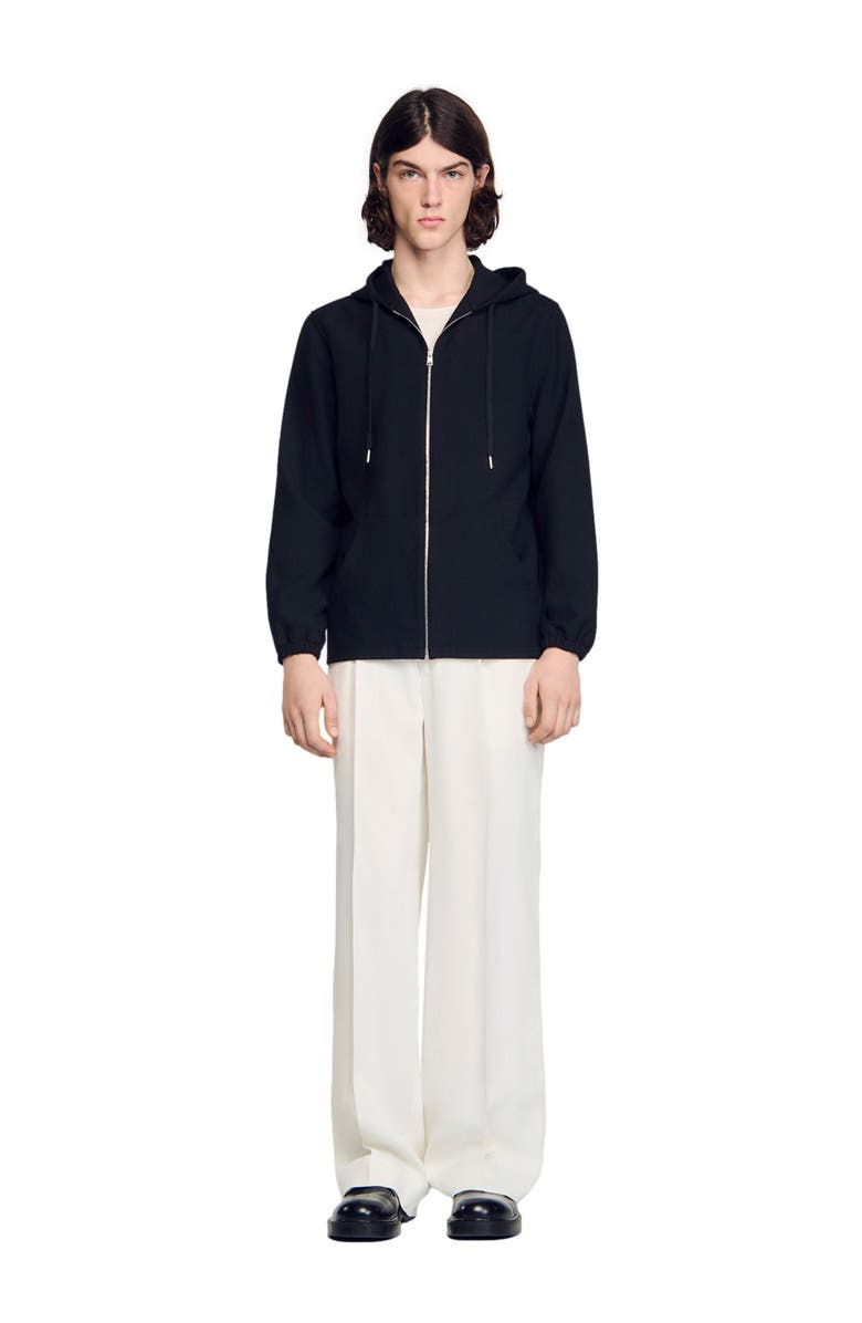 SANDRO Hooded shirt jacket, Alternate, color, Black
