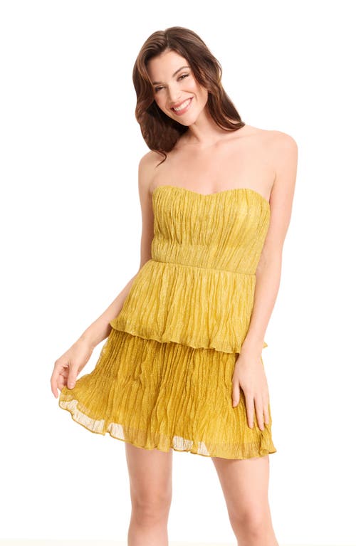 Shop Dress The Population Darcy Strapless Crinkled Metallic Cocktail Minidress