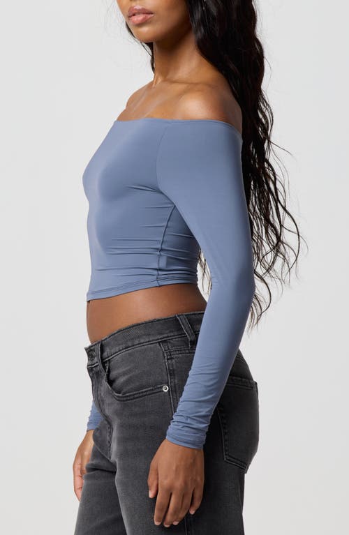Florence By Mills Off The Shoulder Crop Top In Blue