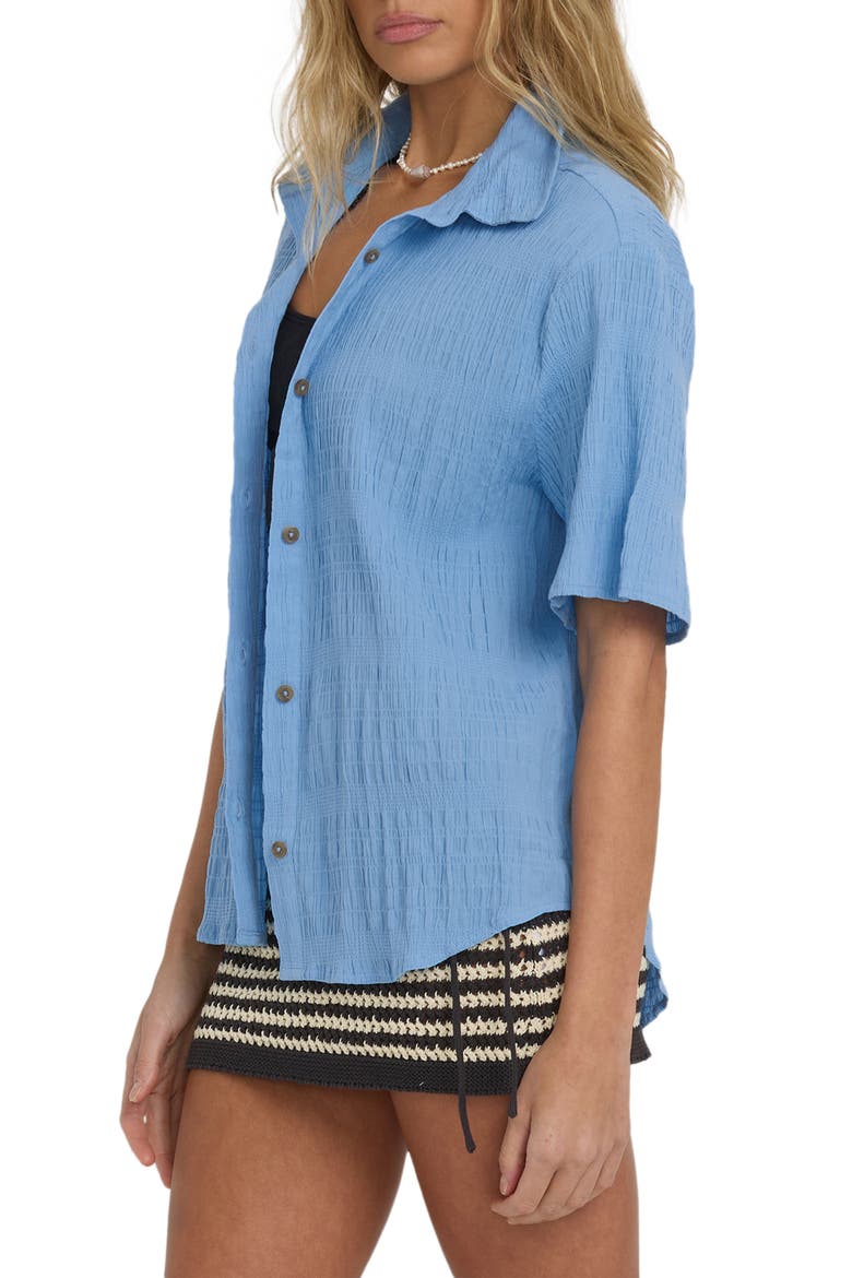Laura Oversize Short Sleeve Cotton Button-Up Shirt, Alternate, color, BLEACHED ROAD