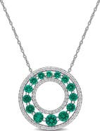 Julianna B. Lab-Created Emerald & Diamond Circle Necklace 14k