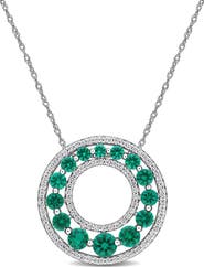 Julianna B. Lab-Created Emerald & Diamond Circle Necklace 14k