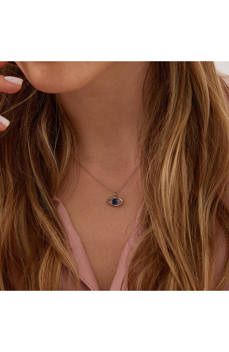 Spero London Transparent Glass Evil Eye Sterling Silver Necklace, Alternate, color, Gold