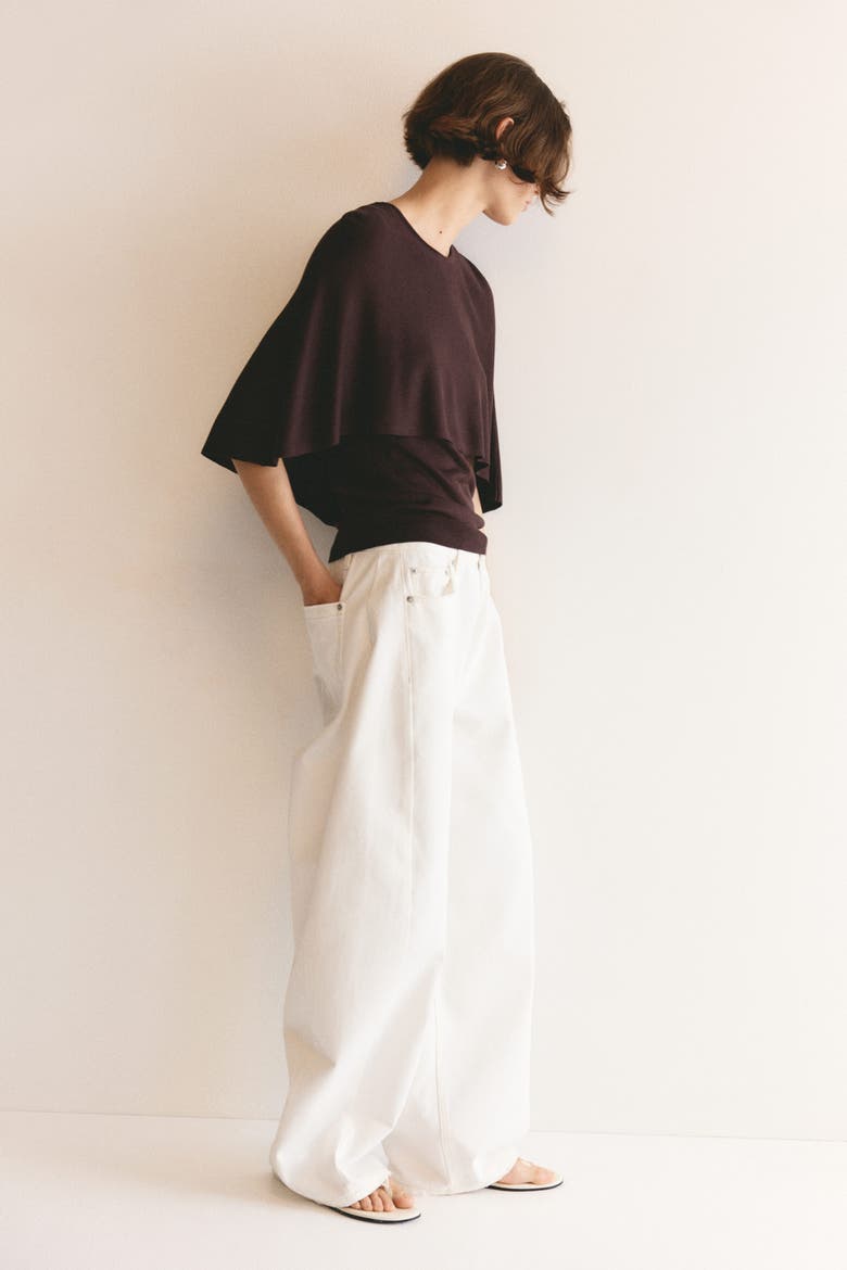 Fine-knit Cape Top, Alternate, color, Burgundy