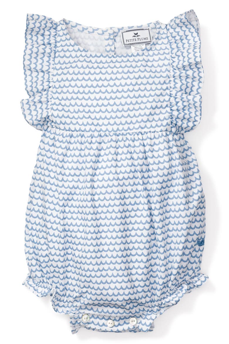 La Mer Ruffled Romper, Main, color, BLUE
