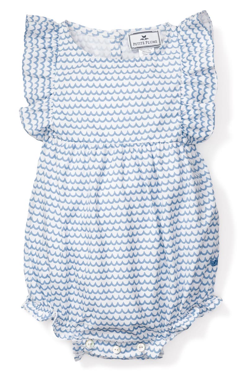 Petite Plume La Mer Ruffle Romper, Main, color, Blue