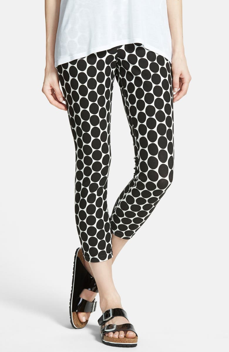 Hue Dot Pattern Cotton Blend Piqué Capris, Main, color, 