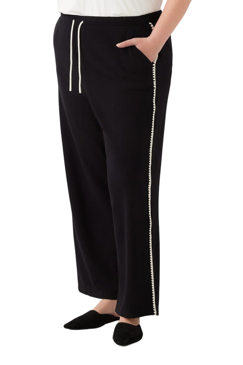 Edge Stitch Wide Leg Sweatpants, Alternate, color, BLACK
