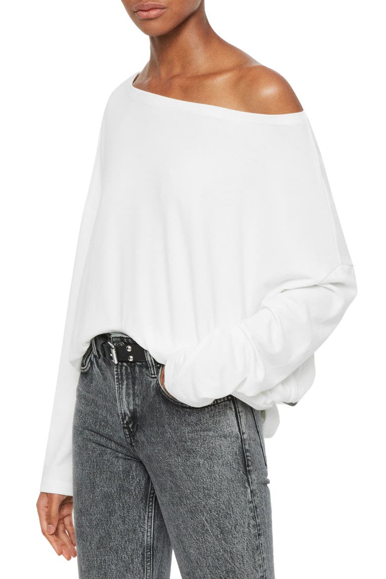 Rita Boatneck Long Sleeve Oversize T-Shirt, Alternate, color, WHITE