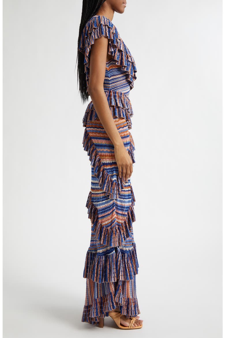 Raina Ruffle Lace Maxi Dress, Alternate, color, SUNSET