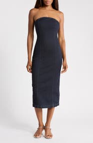 DL1961 Esme Strapless Denim Midi Dress