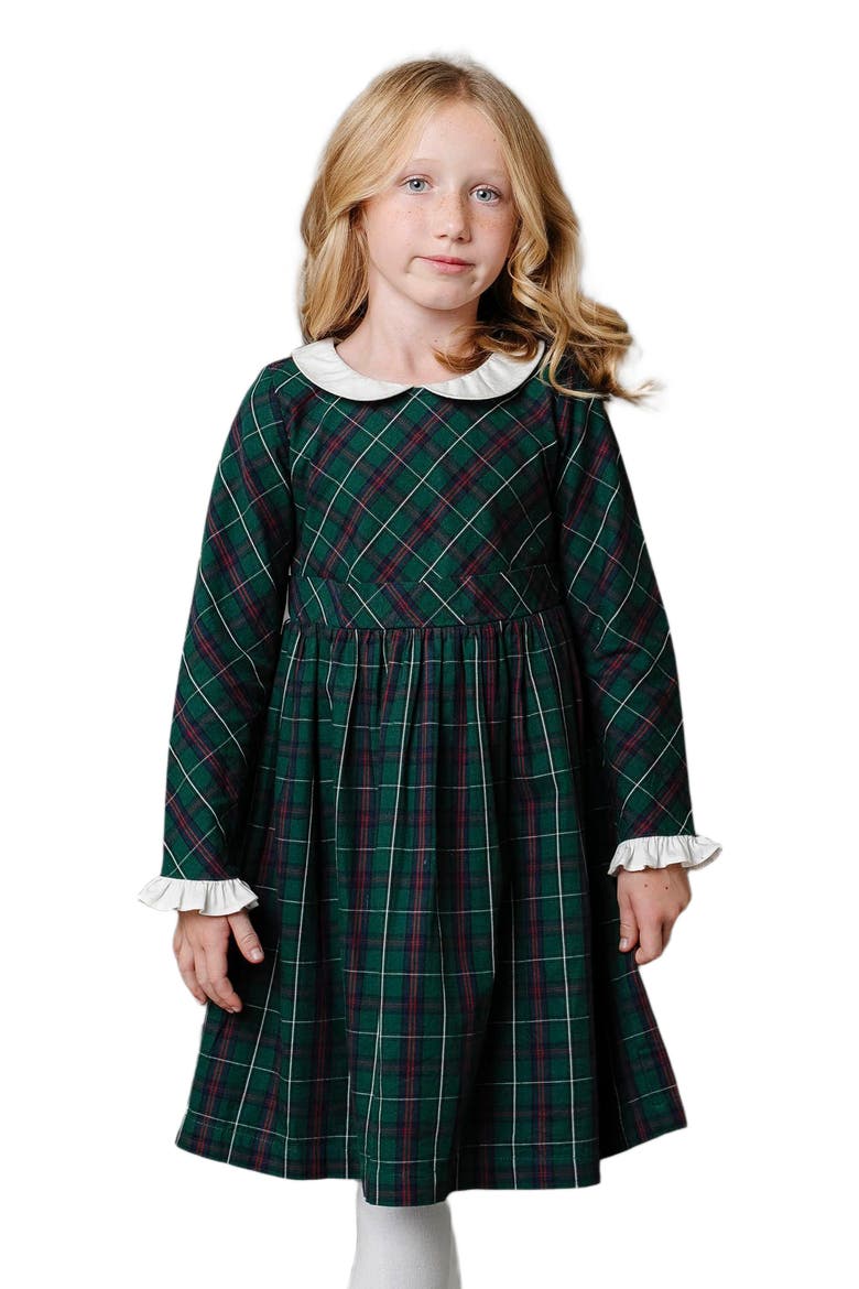 Girls' Organic Ruffle Cuff Party Dress, Kids, Alternate, color, Merry Pine Plaid