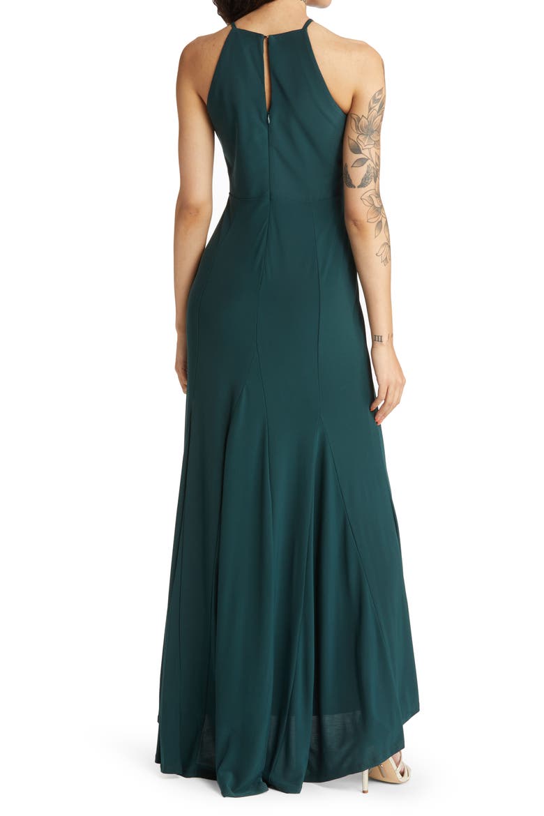 Halter Neck High-Low Gown, Alternate, color, FOREST