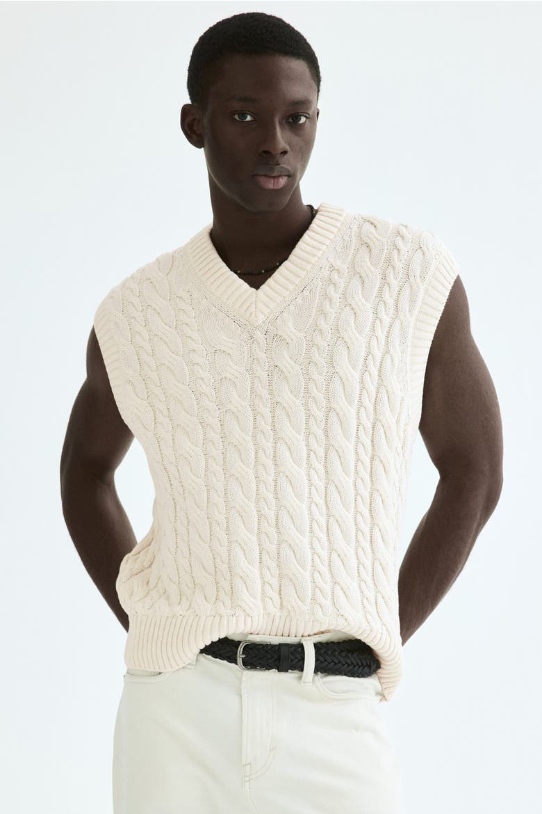Relaxed-fit Cotton Sweater Vest, Main, color, Cream