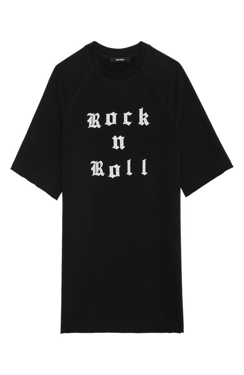 Zadig & Voltaire Grace Stud Detail Rock and Roll Graphic T-Shirt Dress, Alternate, color, 