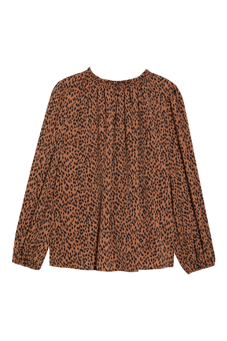 Ruffle Neck Long Sleeve Top, Alternate, color, LEOPARD