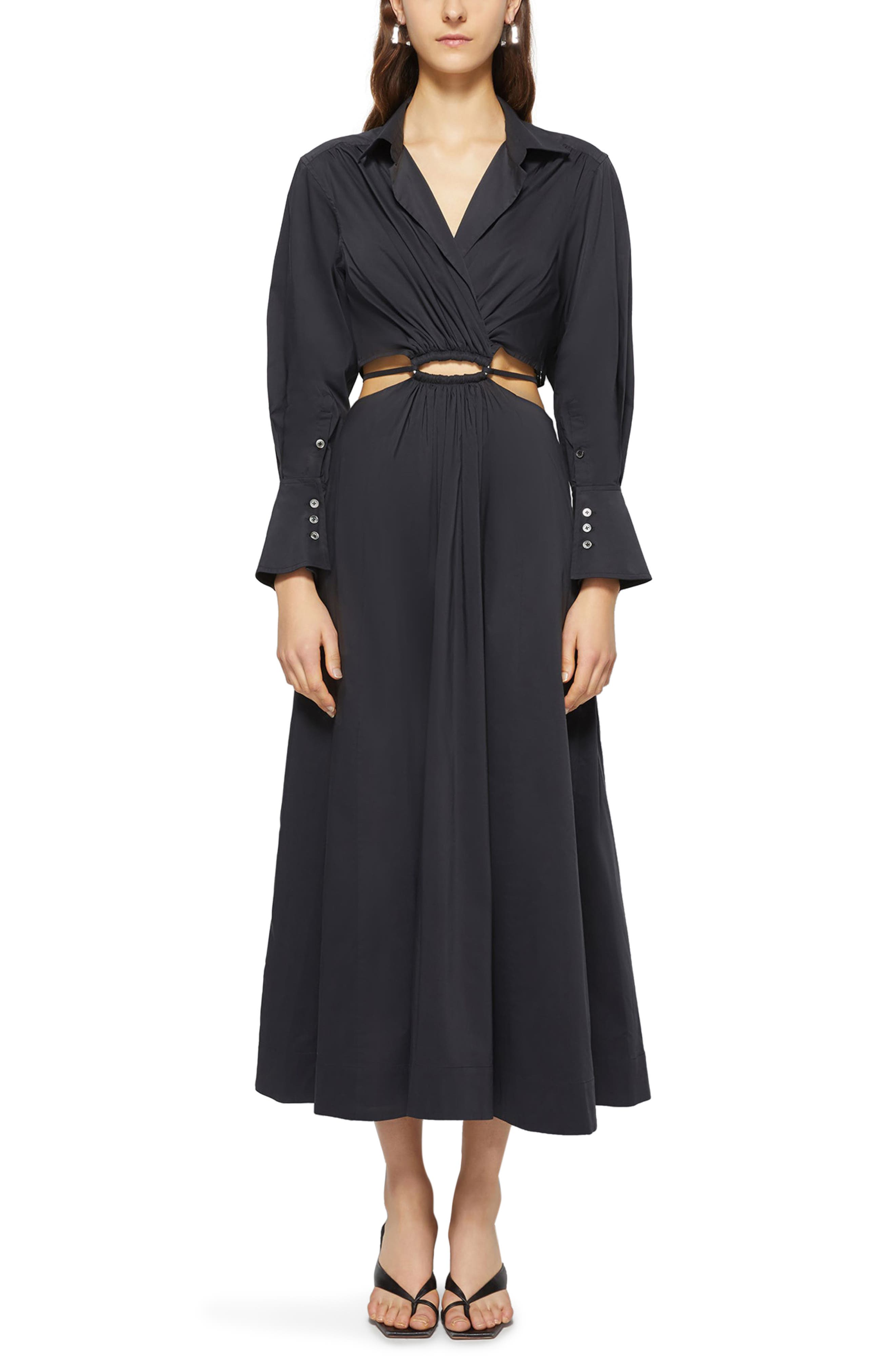 Simkhai Jonathan Simkhai Alex Pleated Poplin Long Sleeve Dress