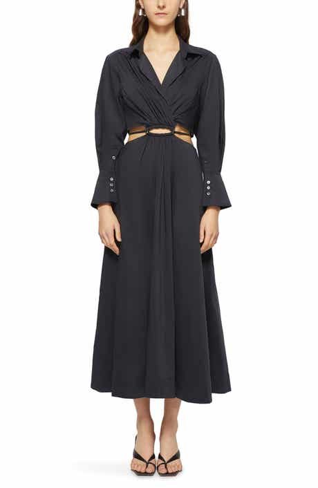 Simkhai Jonathan Simkhai Alex Pleated Poplin Long Sleeve Dress