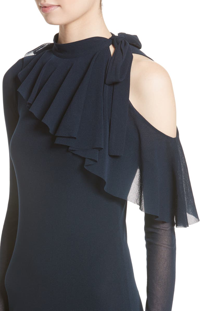 Fuzzi Tulle One-Shoulder Midi Dress, Alternate, color, 