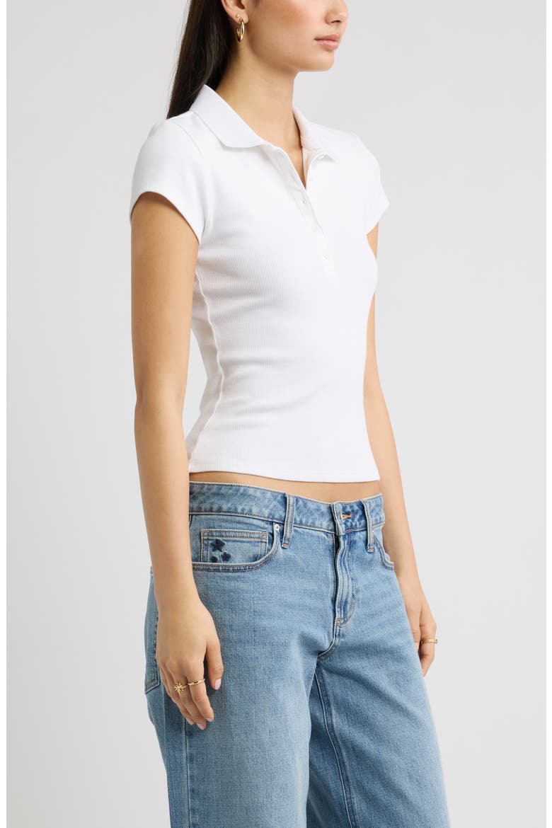 Stretch Cotton Rib Polo, Alternate, color, WHITE