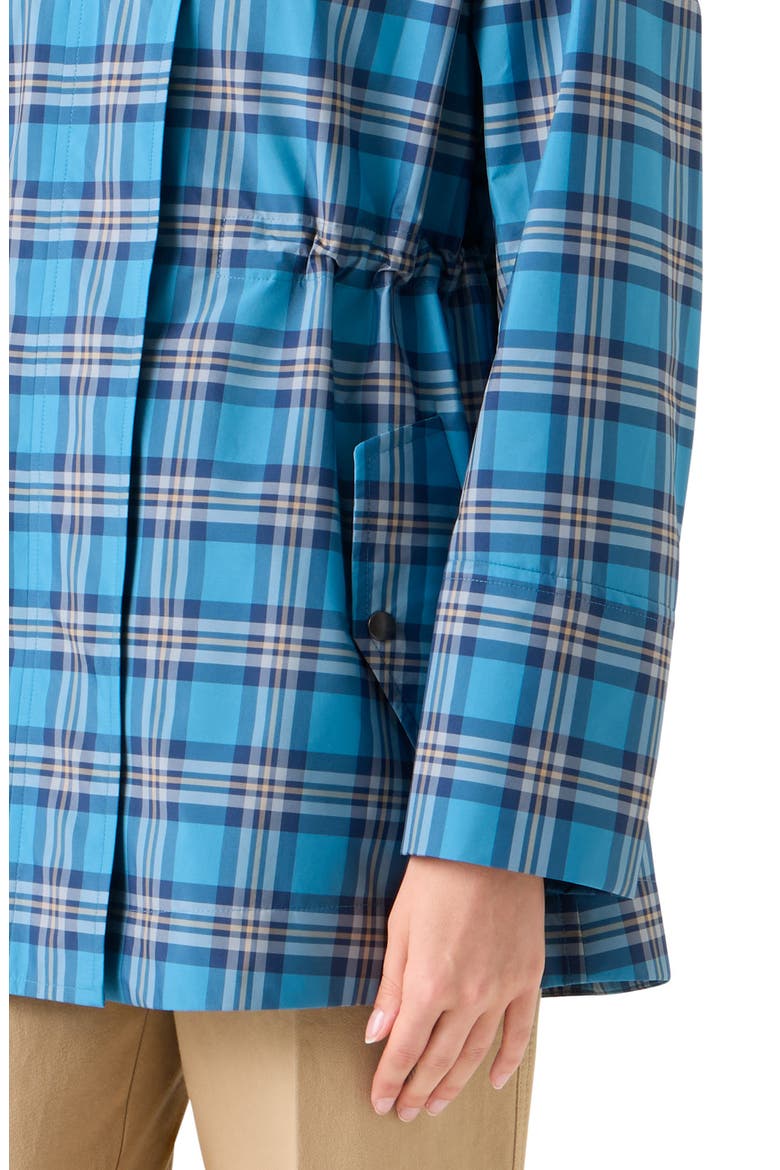 Tartan Taffeta Hooded Coat, Alternate, color, BLUE/ BEIGE