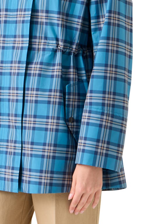 Akris Punto Tartan Taffeta Hooded Coat In Blue