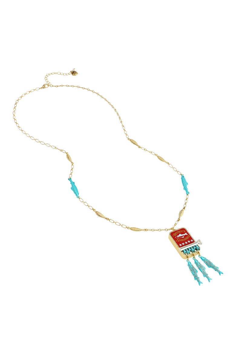 Sardines Pendant Necklace, Alternate, color, BLUE