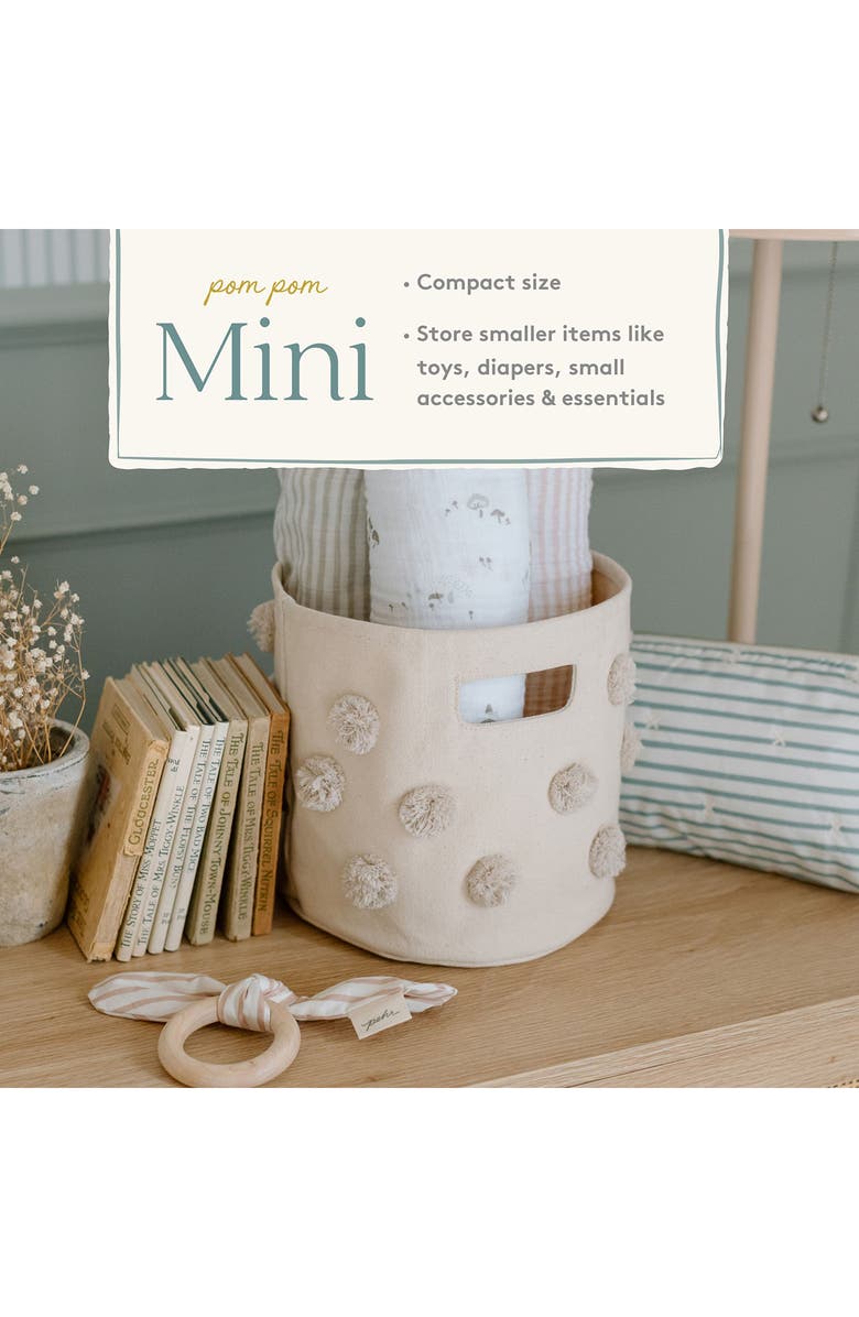 Pehr Pompom Mini Canvas Bin, Alternate, color, Natural