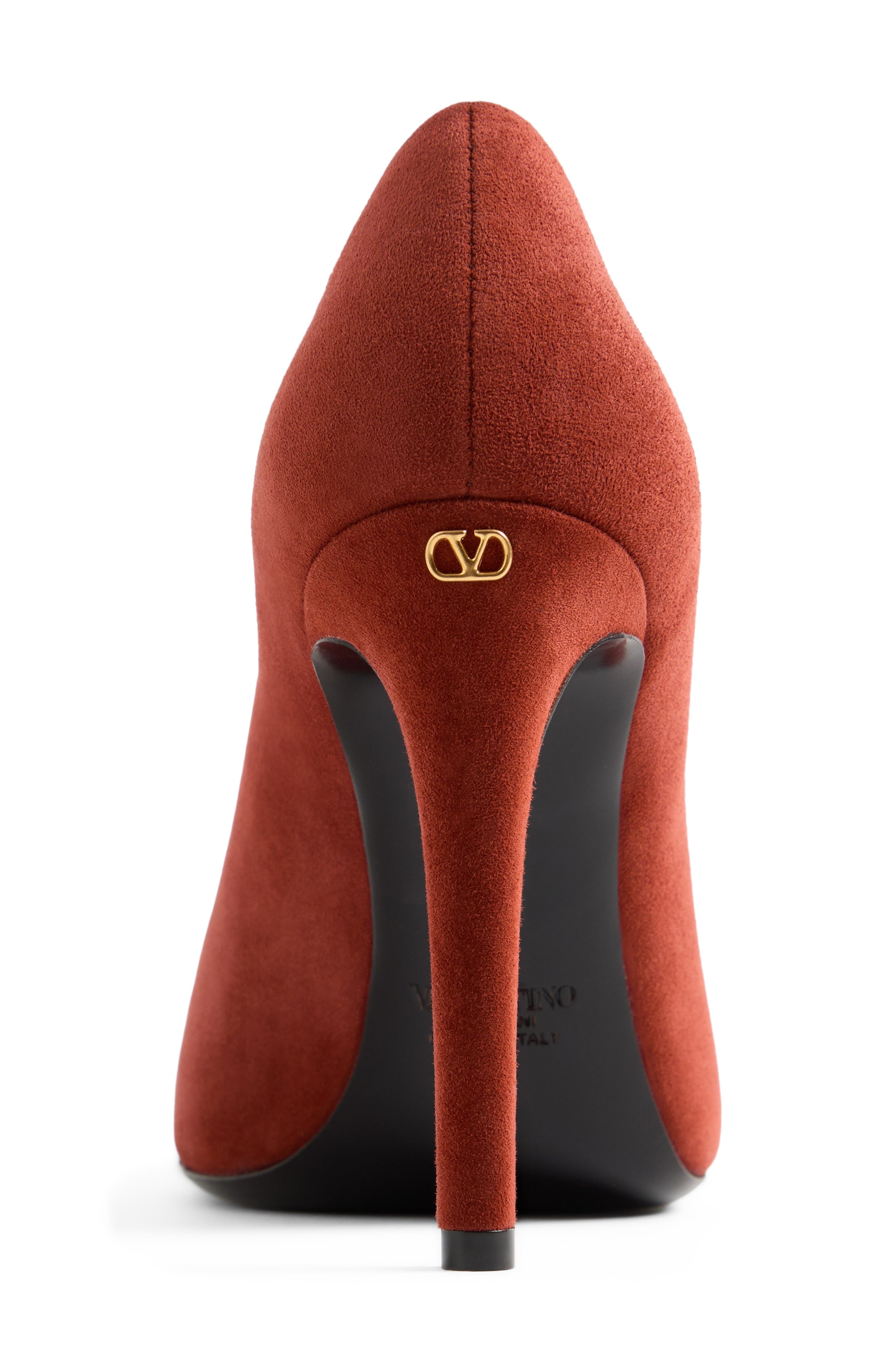 Valentino Garavani Open Toe Révélé Suede Pump, Alternate, color, Rust