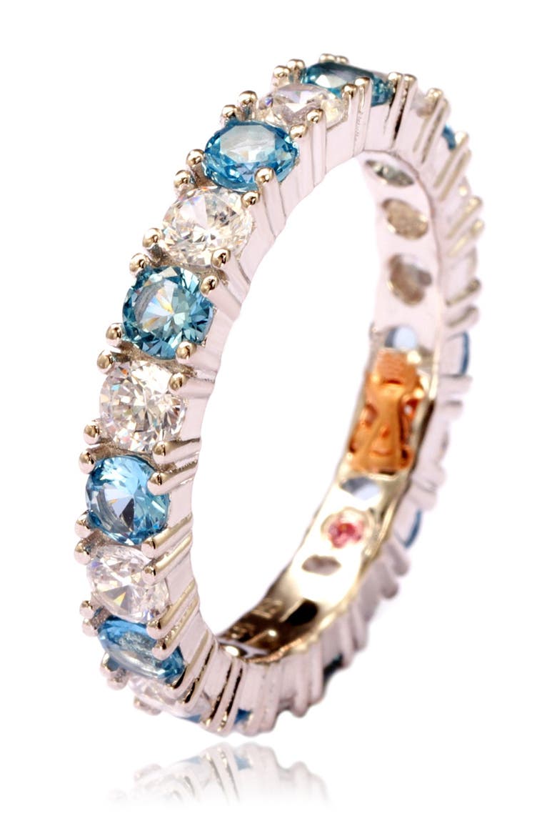 Sterling Silver CZ Aqua Blue Alternating Eternity Band Ring, Alternate, color, BLUE