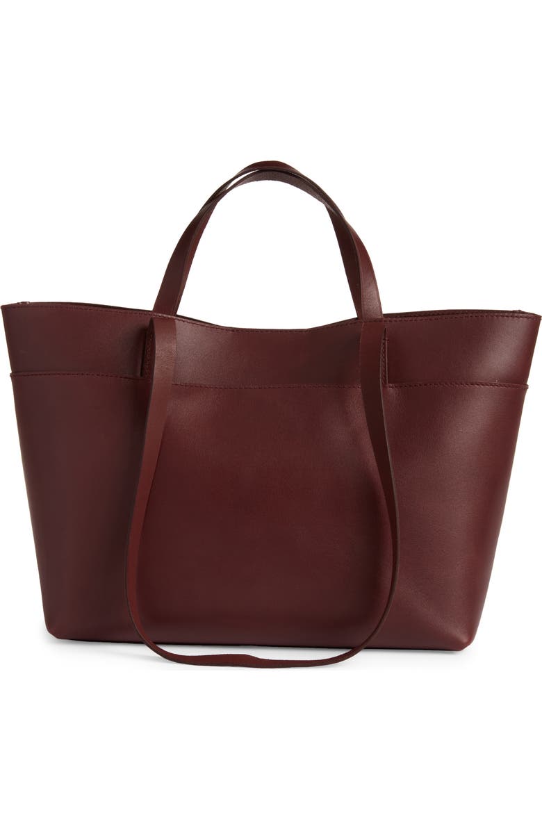 Madewell Medium Essentials Leather East/West Tote, Main, color, Dark Cabernet